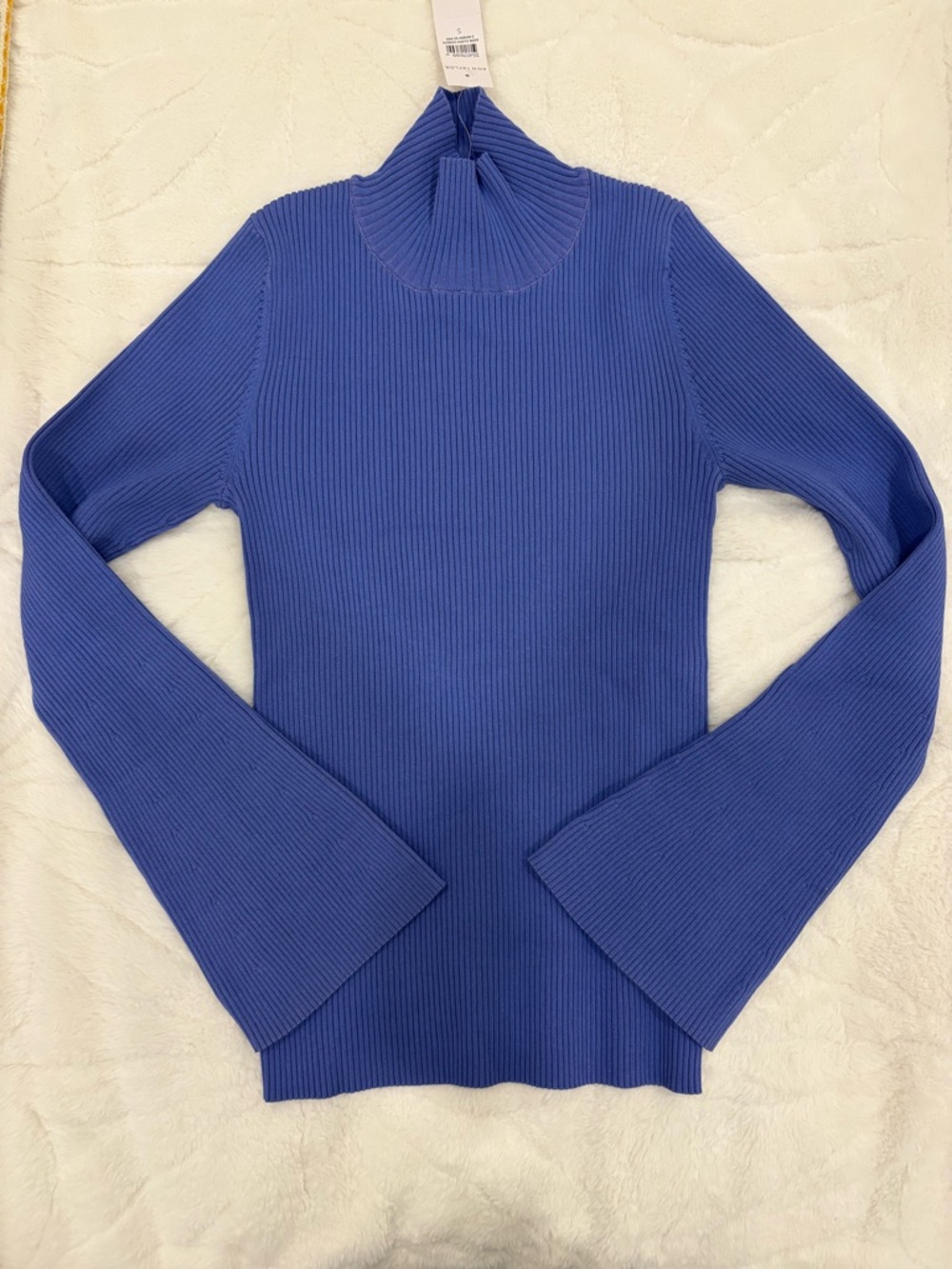 Ann Taylor Periwinkle Slim Mock Neck Top Flare Sleeves